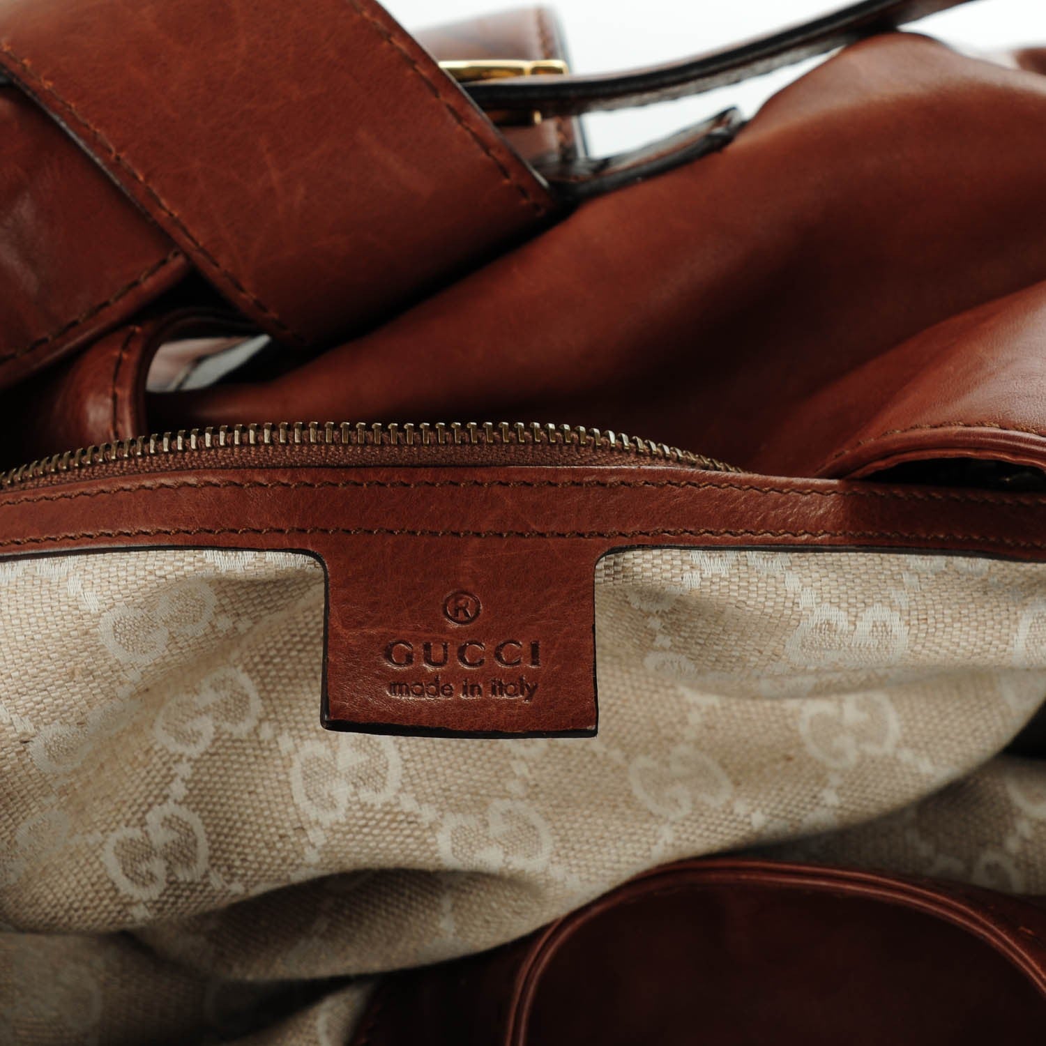 Gucci Washed Calfskin Medium Soft Stirrup Shoulder Bag Brown 7 of 9