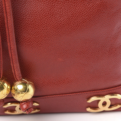 Chanel Caviar CC Drawstring Shoulder Bag Red 16 of 18