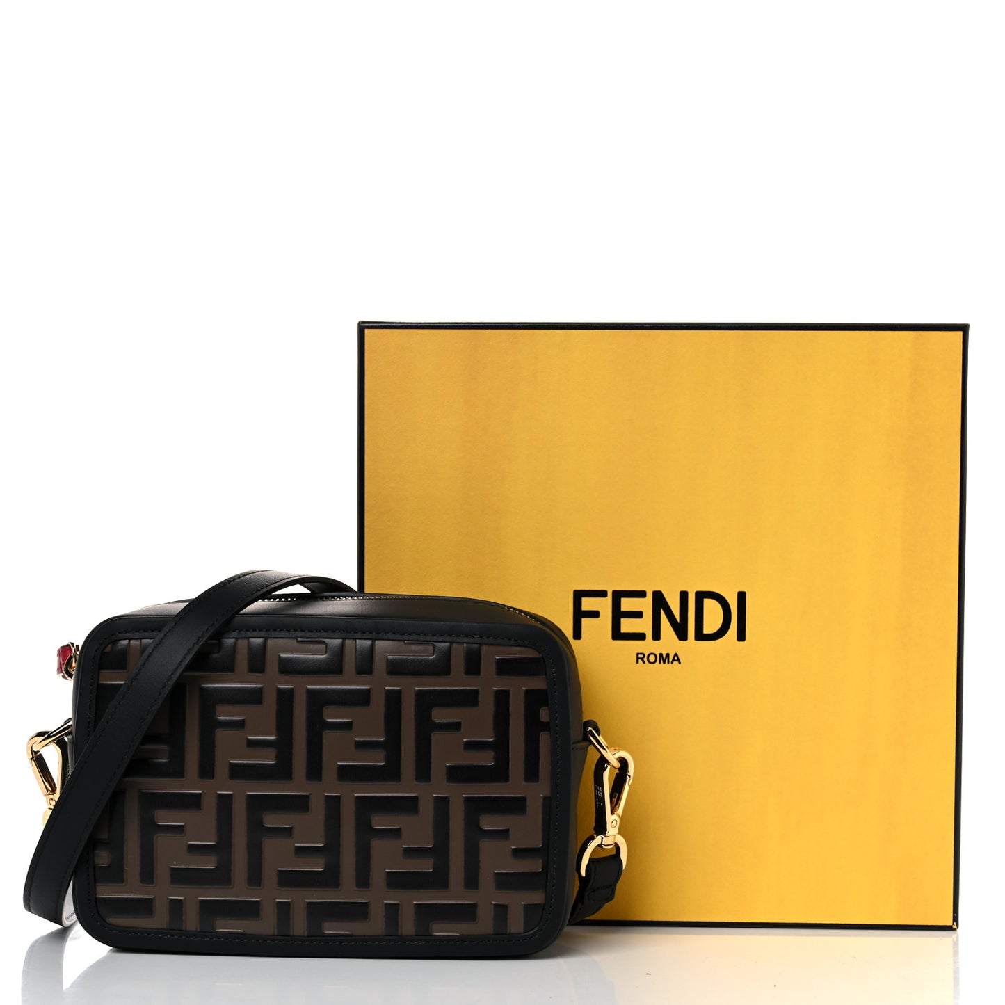 Vitello Century Bi-Color FF 1974 Embossed Mini Camera Case Maya Black