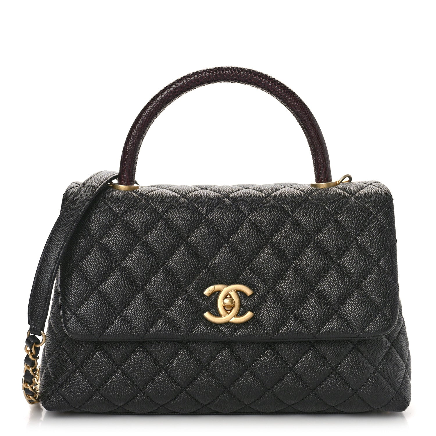 Chanel Caviar Lizard Quilted Small Coco Handle Flap Black 1 of 10