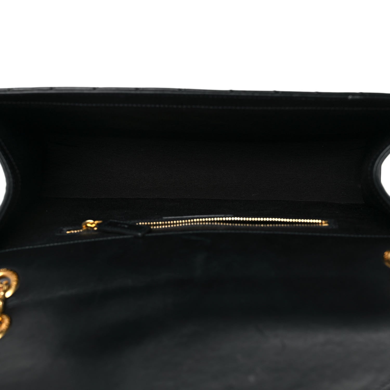 Saint Laurent Smooth Calfskin Matelasse Chevron Large Monogram Satchel Black 5 of 9