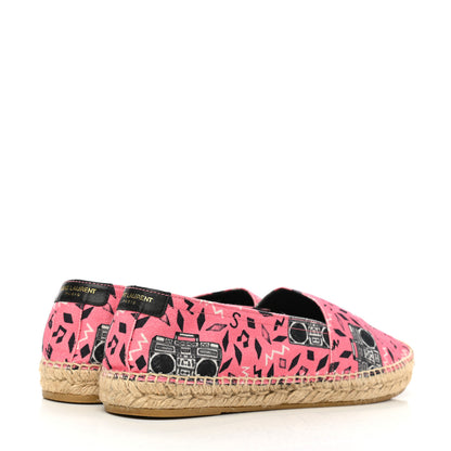 Saint Laurent Canvas Radio Print Espadrilles 39 Pink Black 4 of 9