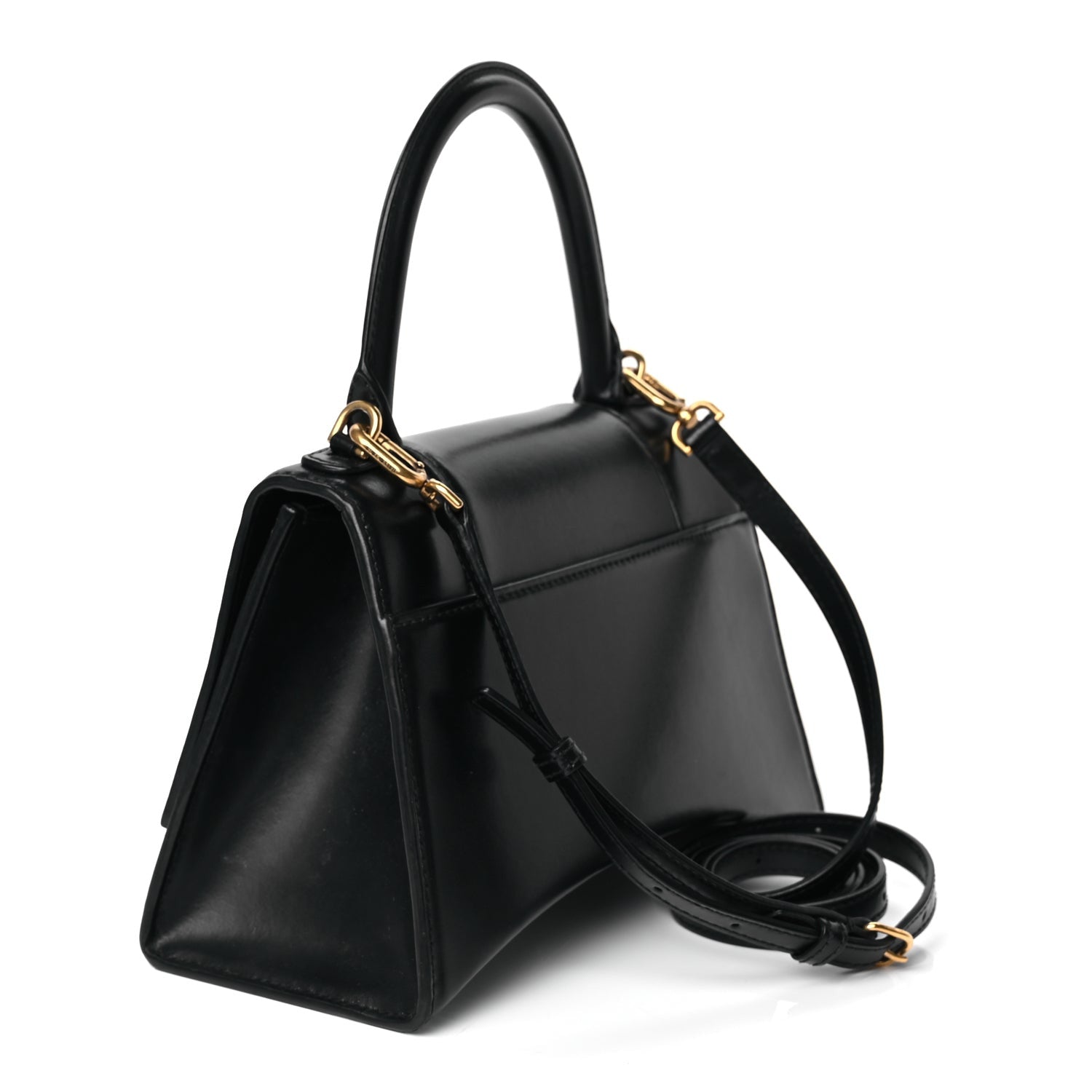 Balenciaga Shiny Box Calfskin Small Hourglass Top Handle Bag Black 2 of 11