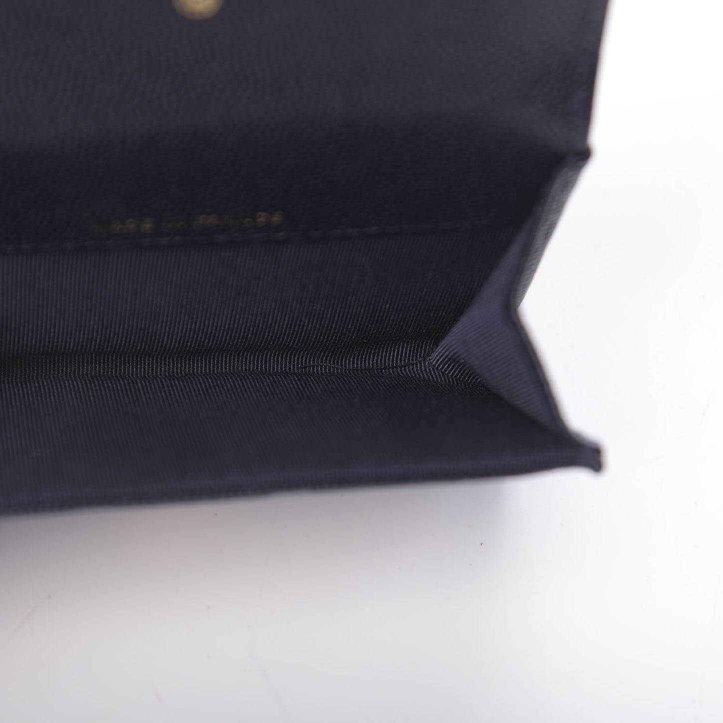 Caviar Quilted Flap Card Holder Wallet Navy Blue