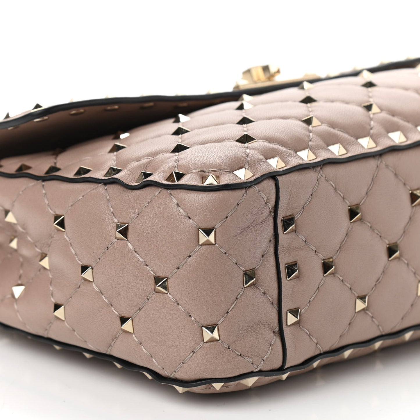 Lambskin Medium Rockstud Spike Shoulder Bag Poudre