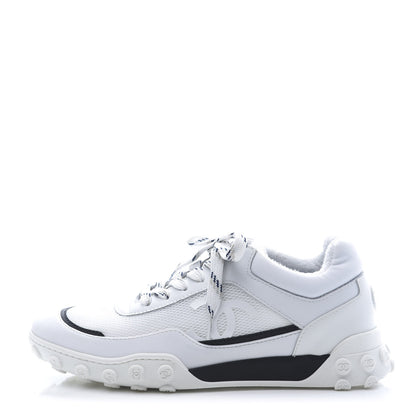 Chanel Lycra Womens CC Sneakers 37 White Black 2 of 9