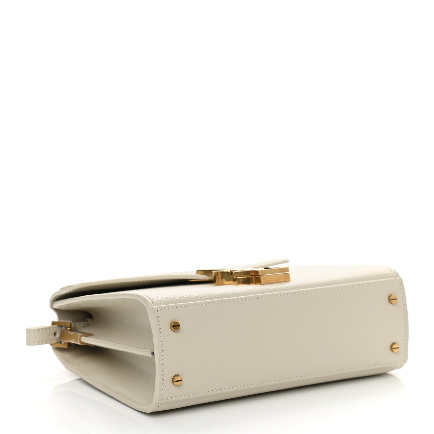 Saint Laurent Grain de Poudre Mini Classic Monogram Cassandra Top Handle Vintage White 4 of 10