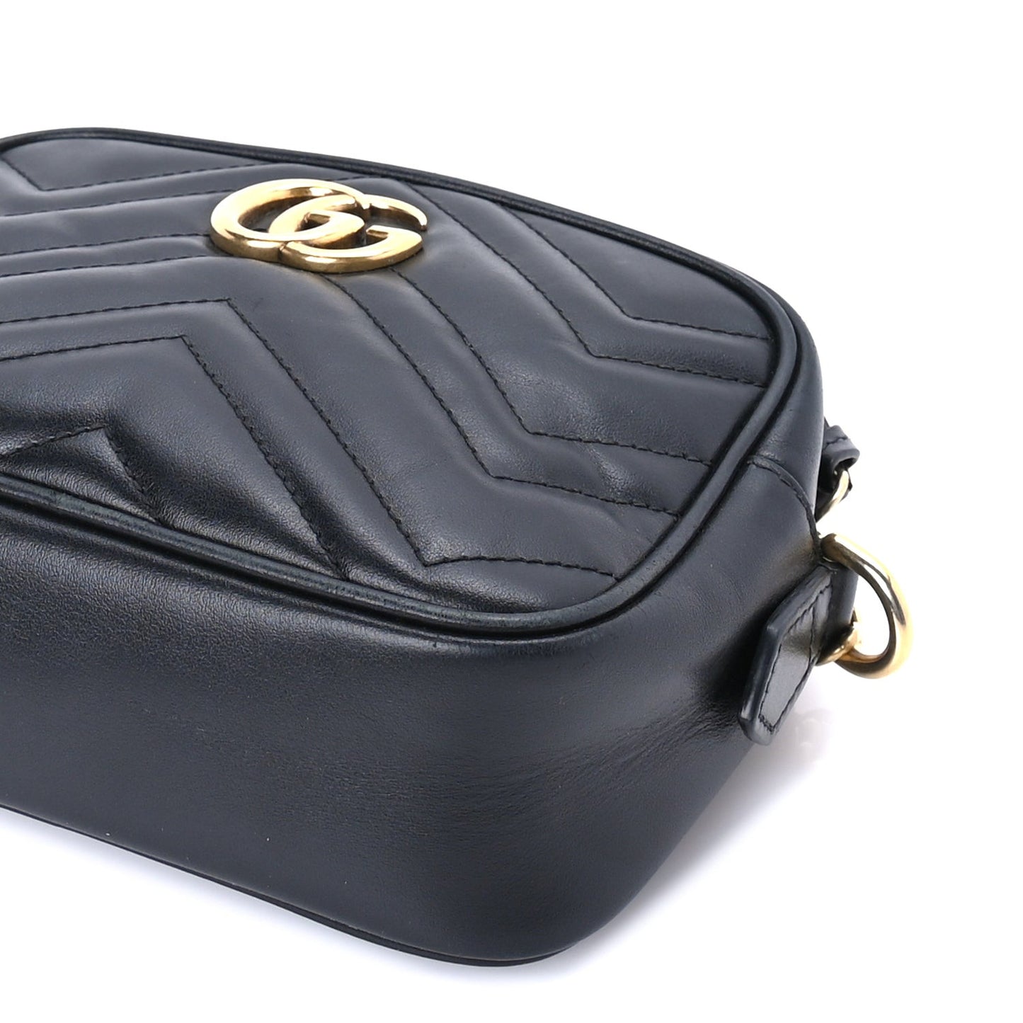 Calfskin Matelasse Mini GG Marmont Chain Shoulder Bag  Black