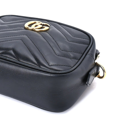 Gucci Calfskin Matelasse Mini GG Marmont Chain Shoulder Bag  Black 4 of 7