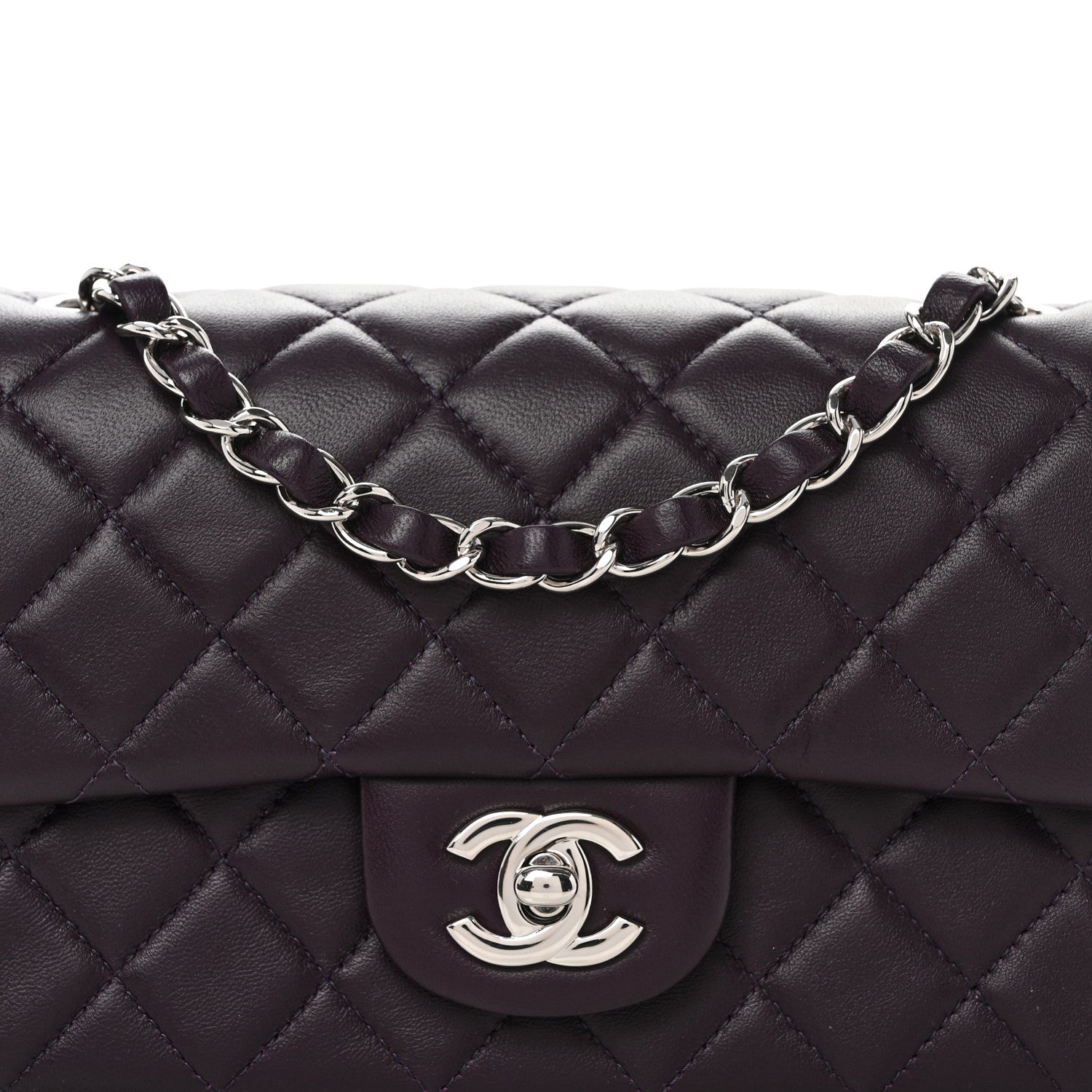 Chanel Lambskin Quilted Mini Rectangular Flap Dark Purple 8 of 11