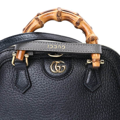 Gucci Textured Dollar Calfskin Mini Diana Dome Tote Bag  Black Dusty Grey 6 of 7