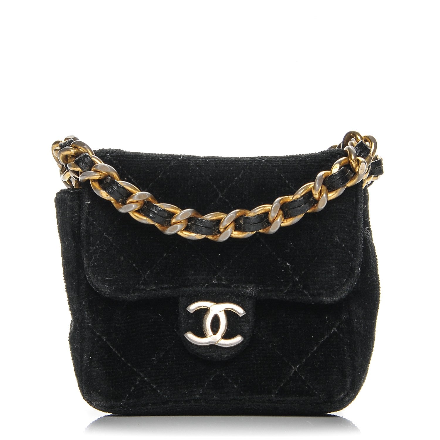 Chanel Velvet Quilted Micro Mini Flap Black 1 of 7