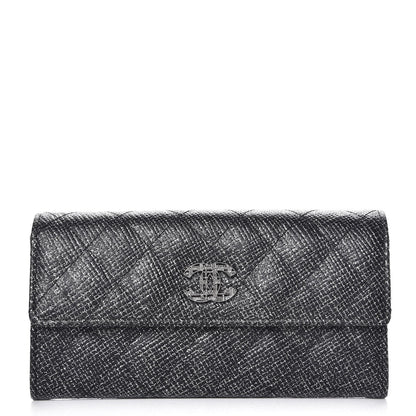 Chanel Glitter Calfskin Quilted Long Flap Wallet Black 1 of 10