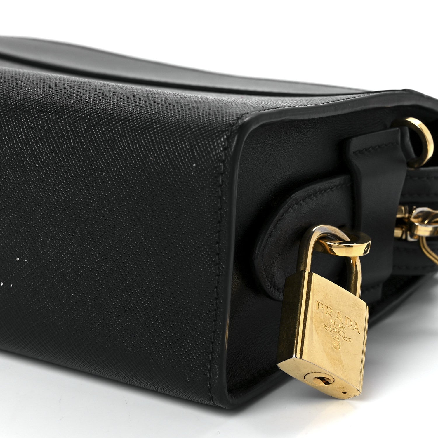 Prada Saffiano City Calfskin Esplanade Crossbody Bag Black 11 of 11