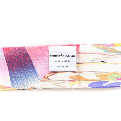 Hermes Silk Marble Silk Twilly Rose Vert Violet 4 of 4