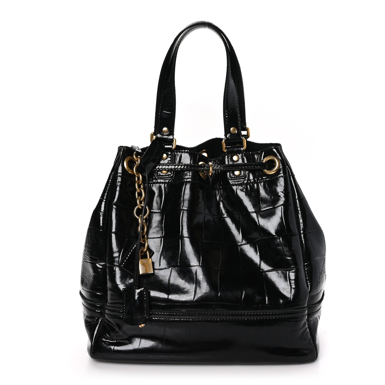 Saint Laurent Patent Croc Overseas Tote Black 1 of 13