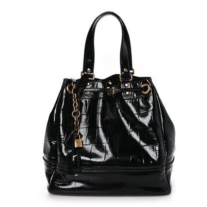Saint Laurent Patent Croc Overseas Tote Black 1 of 13