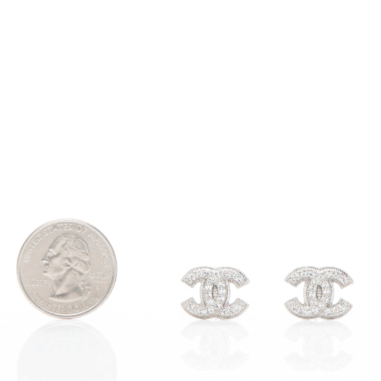 Chanel Crystal CC Earrings Silver 2 of 4