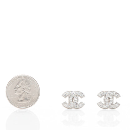 Chanel Crystal CC Earrings Silver 2 of 4