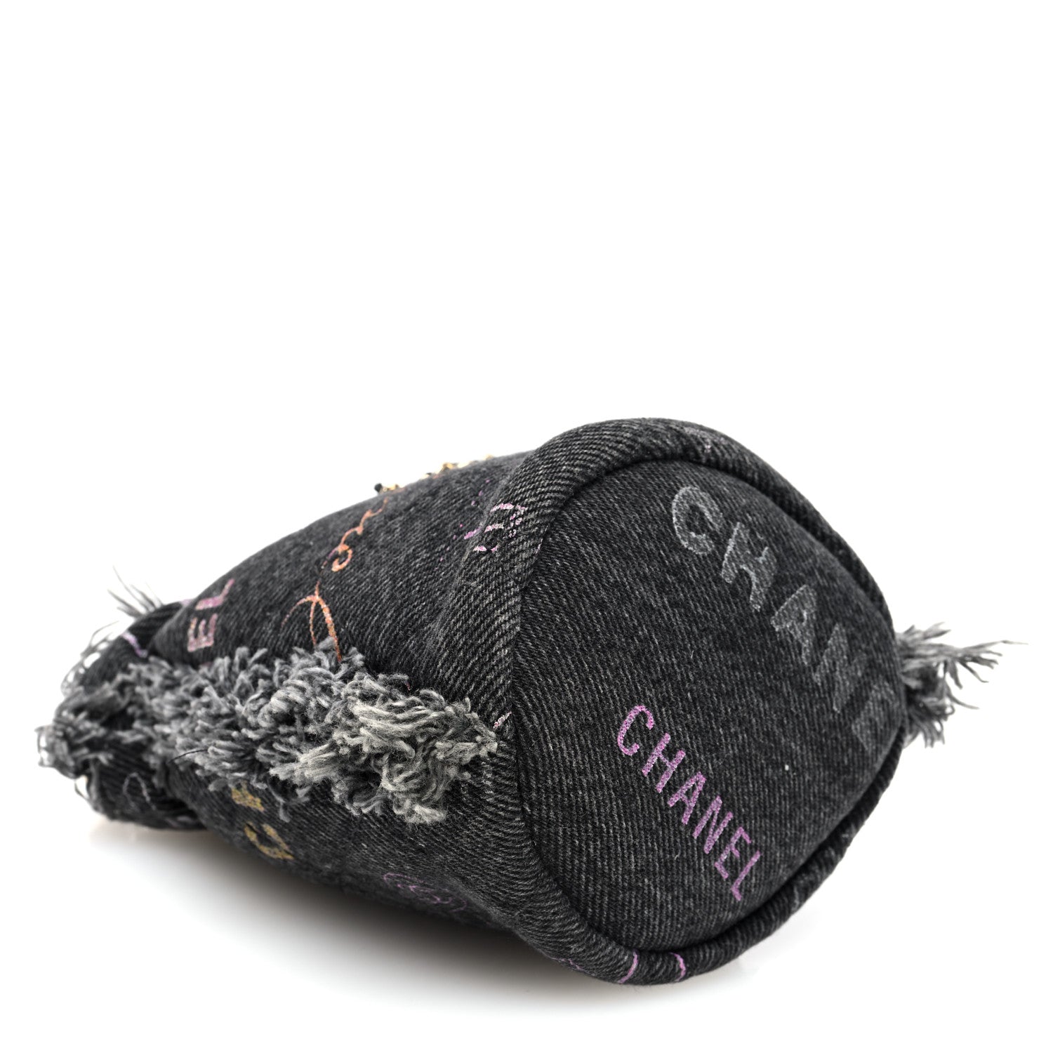 Chanel Denim Quilted Mood Bucket With Chain Black Multicolor 4 of 10