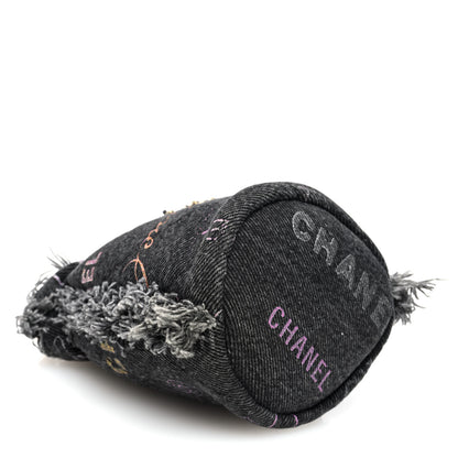 Chanel Denim Quilted Mood Bucket With Chain Black Multicolor 4 of 10