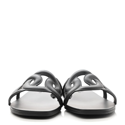 Hermes Rubber Aloha Sandals 37 Black 2 of 9