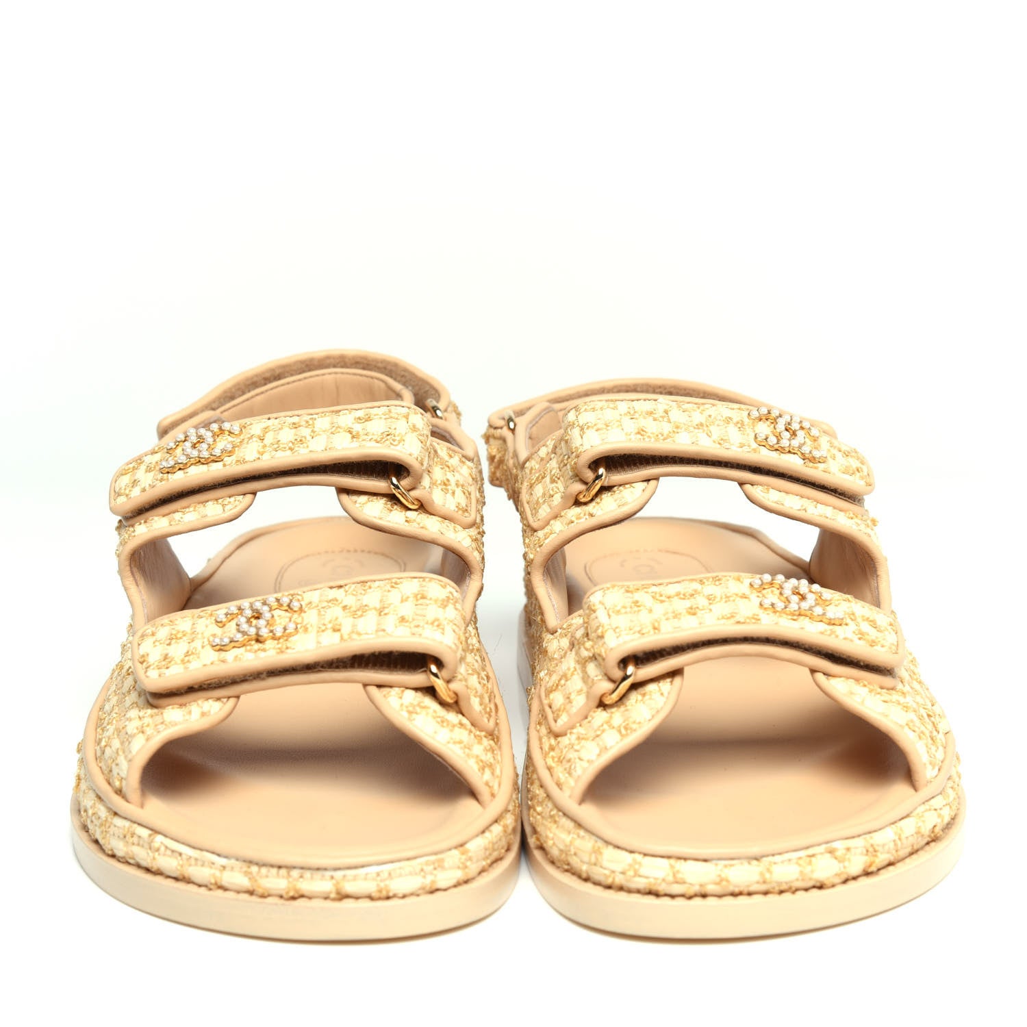 Chanel Braided Fabric Velcro Dad Sandals 39.5 Beige 3 of 11