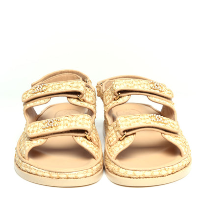 Chanel Braided Fabric Velcro Dad Sandals 39.5 Beige 3 of 11