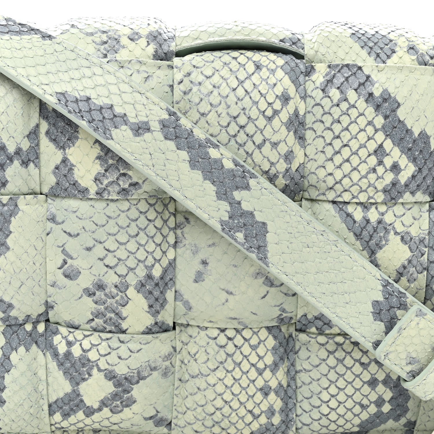 Bottega Veneta Goatskin Python Embossed Padded Cassette Crossbody Bag Dew Black Silver 7 of 10