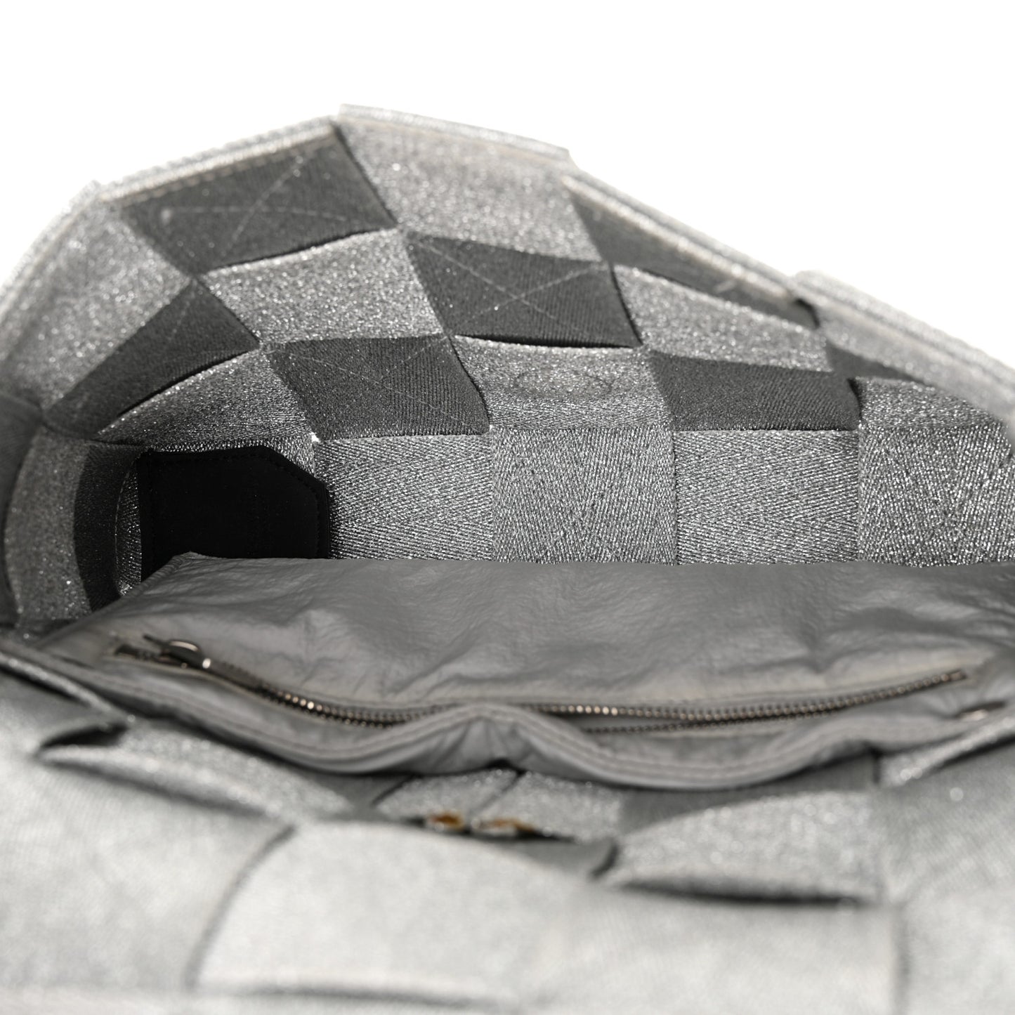 Webbing Maxi Intrecciato Cassette Bag Silver