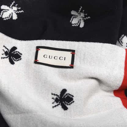 Gucci Wool Bee Scarf Navy Blue 2 of 4
