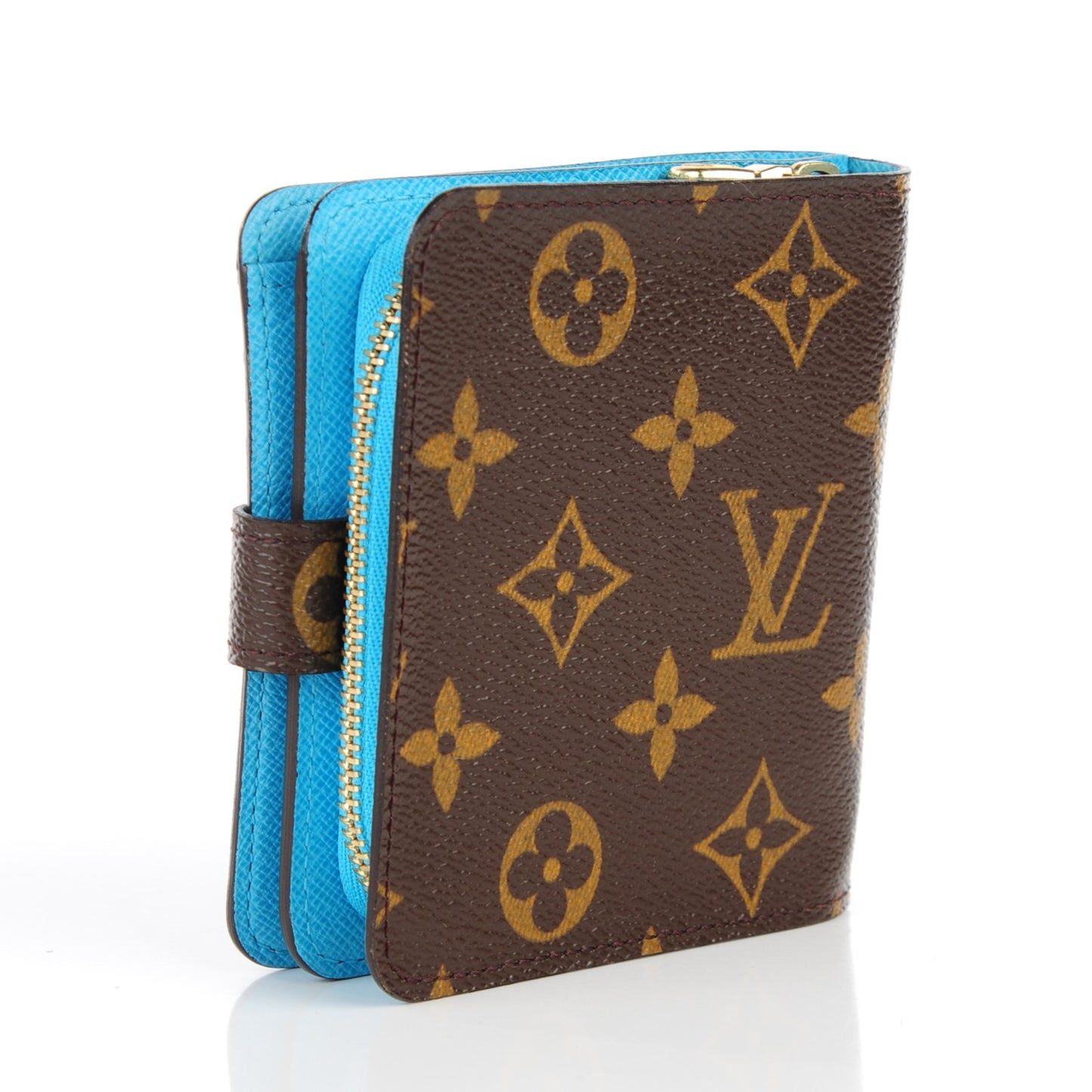 Monogram Groom Compact Zip Wallet Blue