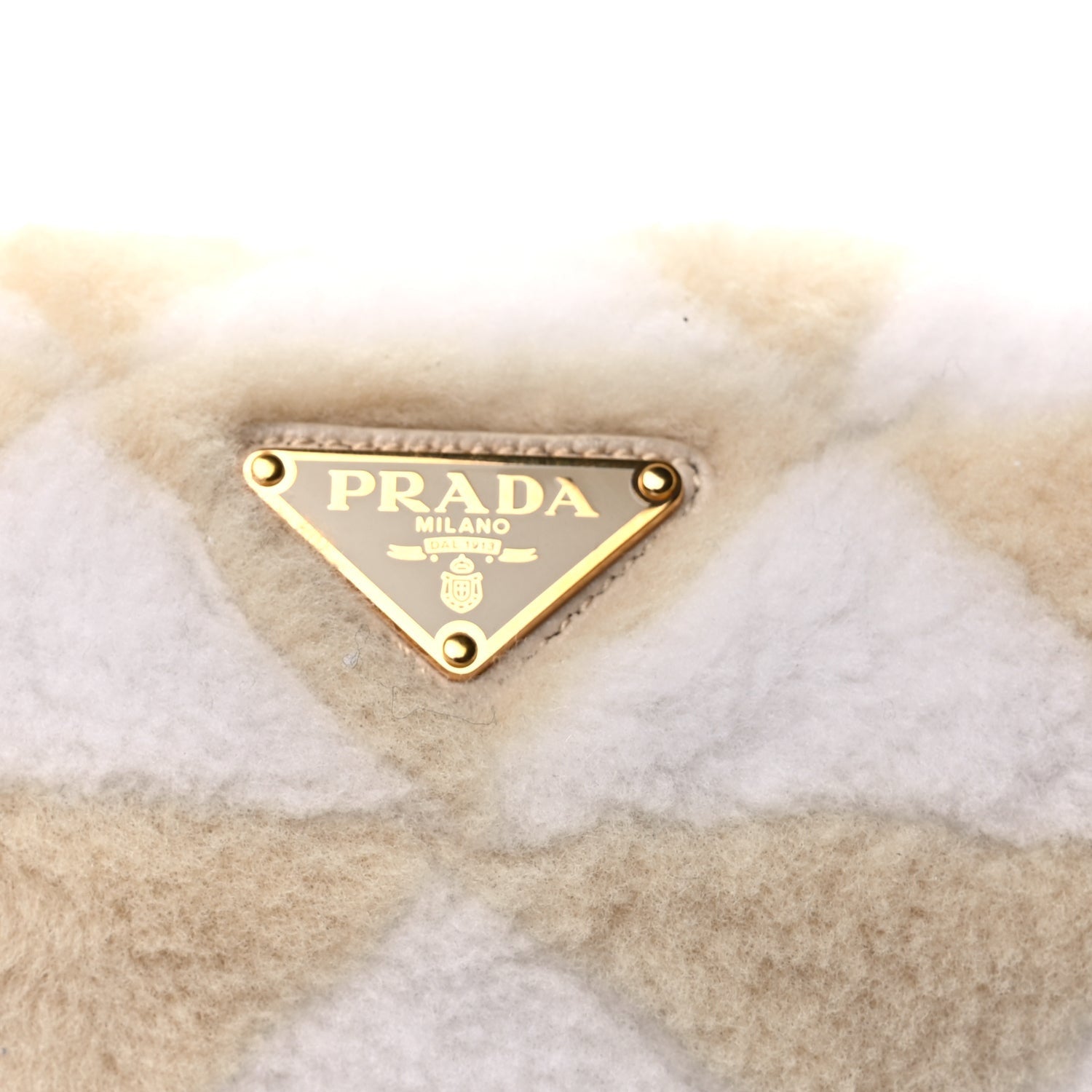 Prada Shearling Symbole Mini Triangle Bag  Ecru White 6 of 7