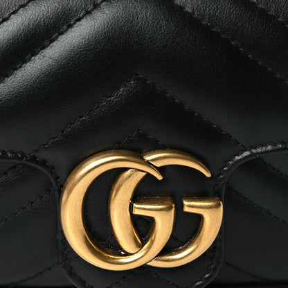 Gucci Calfskin Matelasse Super Mini GG Marmont Shoulder Bag Black 6 of 8