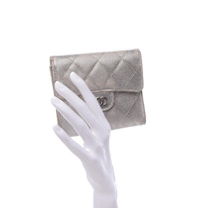 Chanel Metallic Calfskin Pixel Effect Quilted Compact Flap Wallet Gold 2 of 16