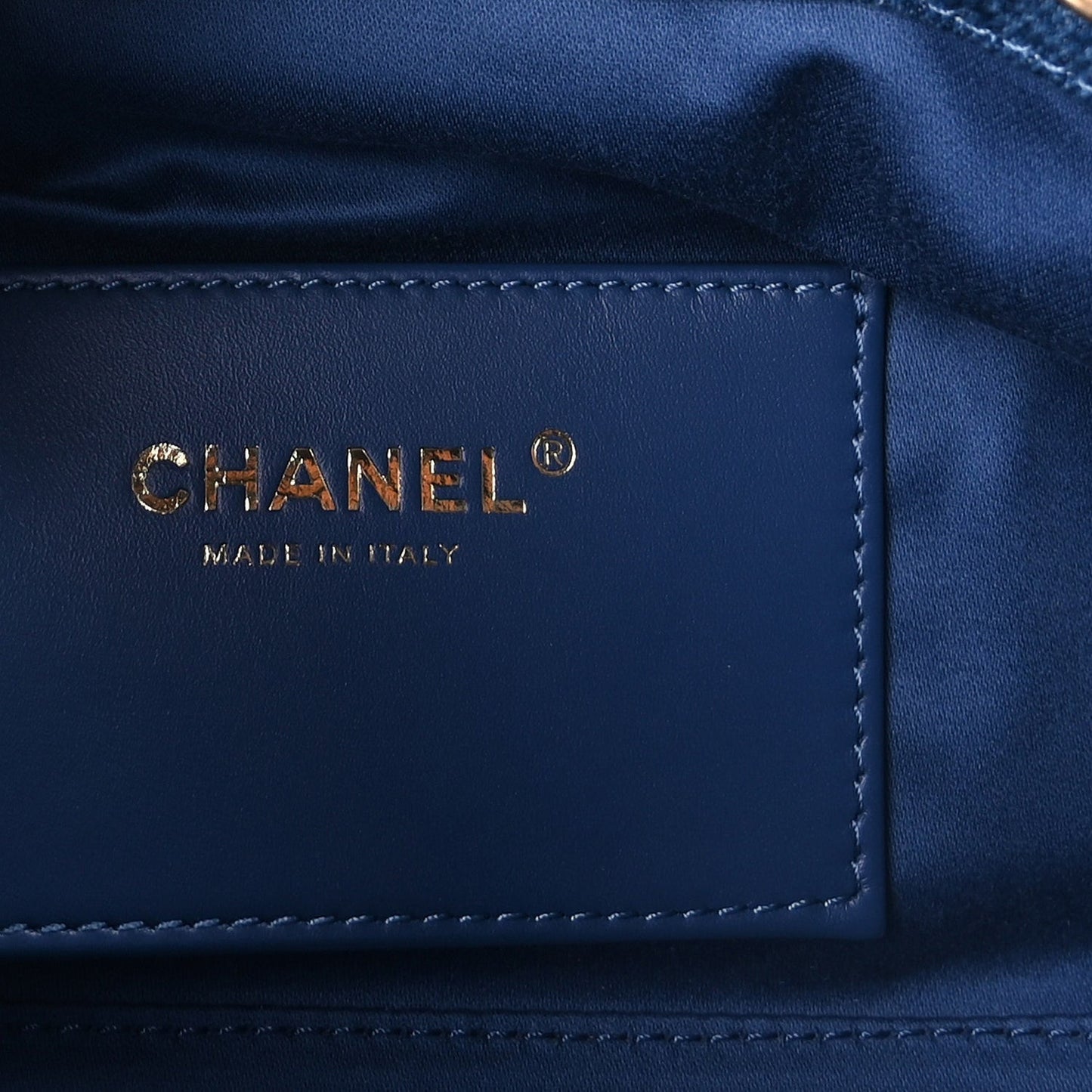Washed Denim Quilted Mini  25 Handbag  Blue