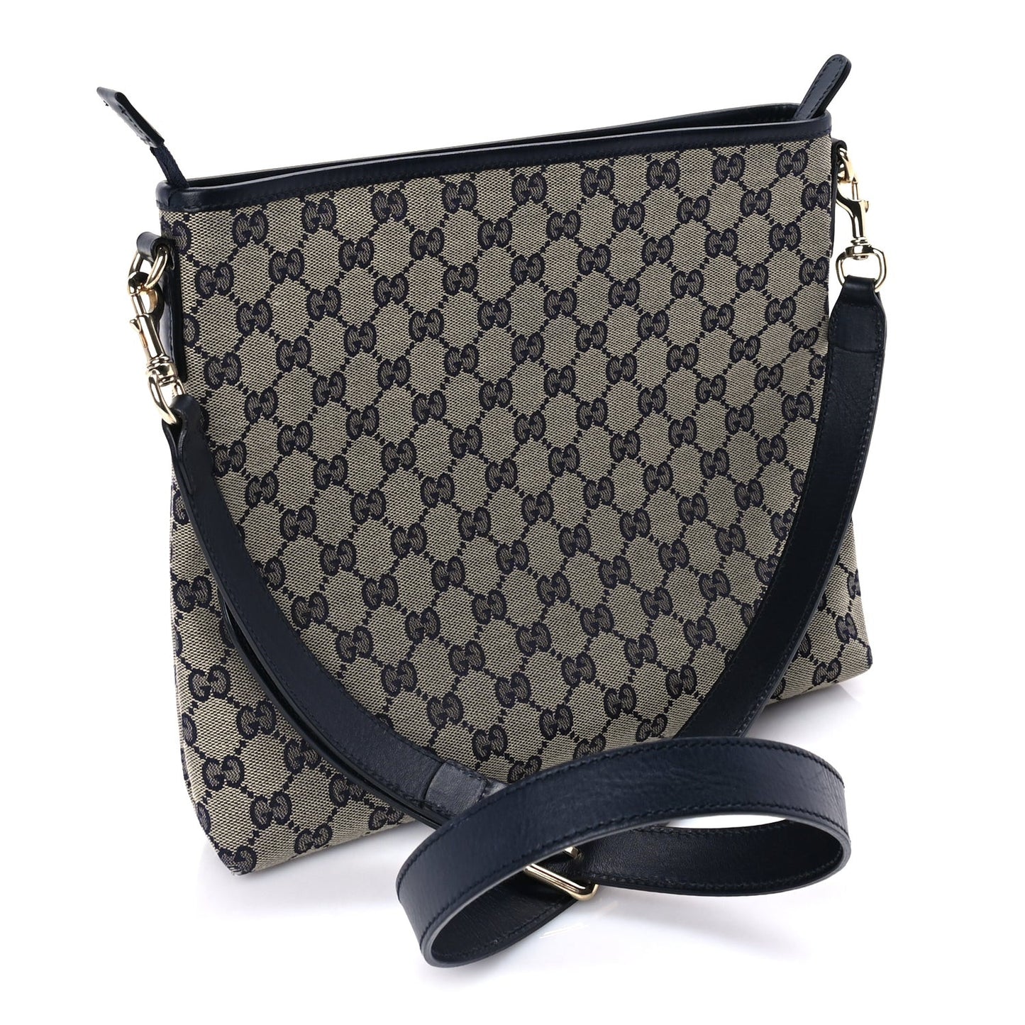 GG Supreme Monogram Web Flat Messenger Bag  Navy