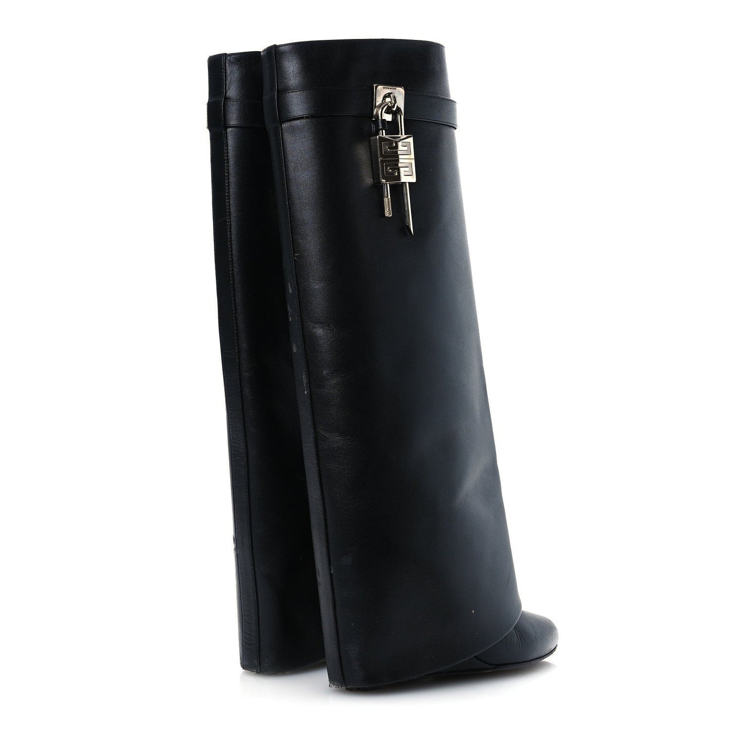 Calfskin Shark Lock Pant Boots 38.5 Black