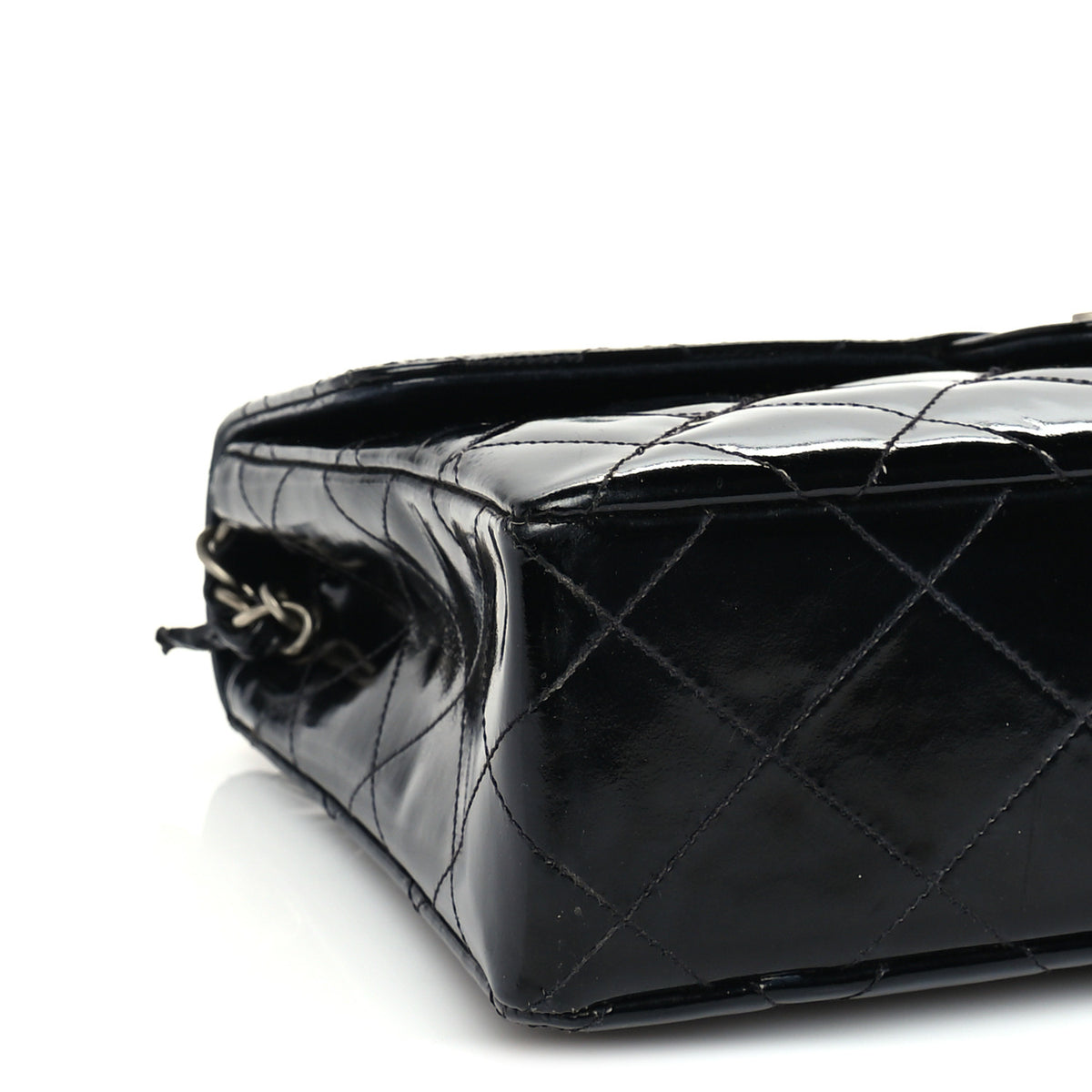 Patent Quilted Medium Single Flap Black