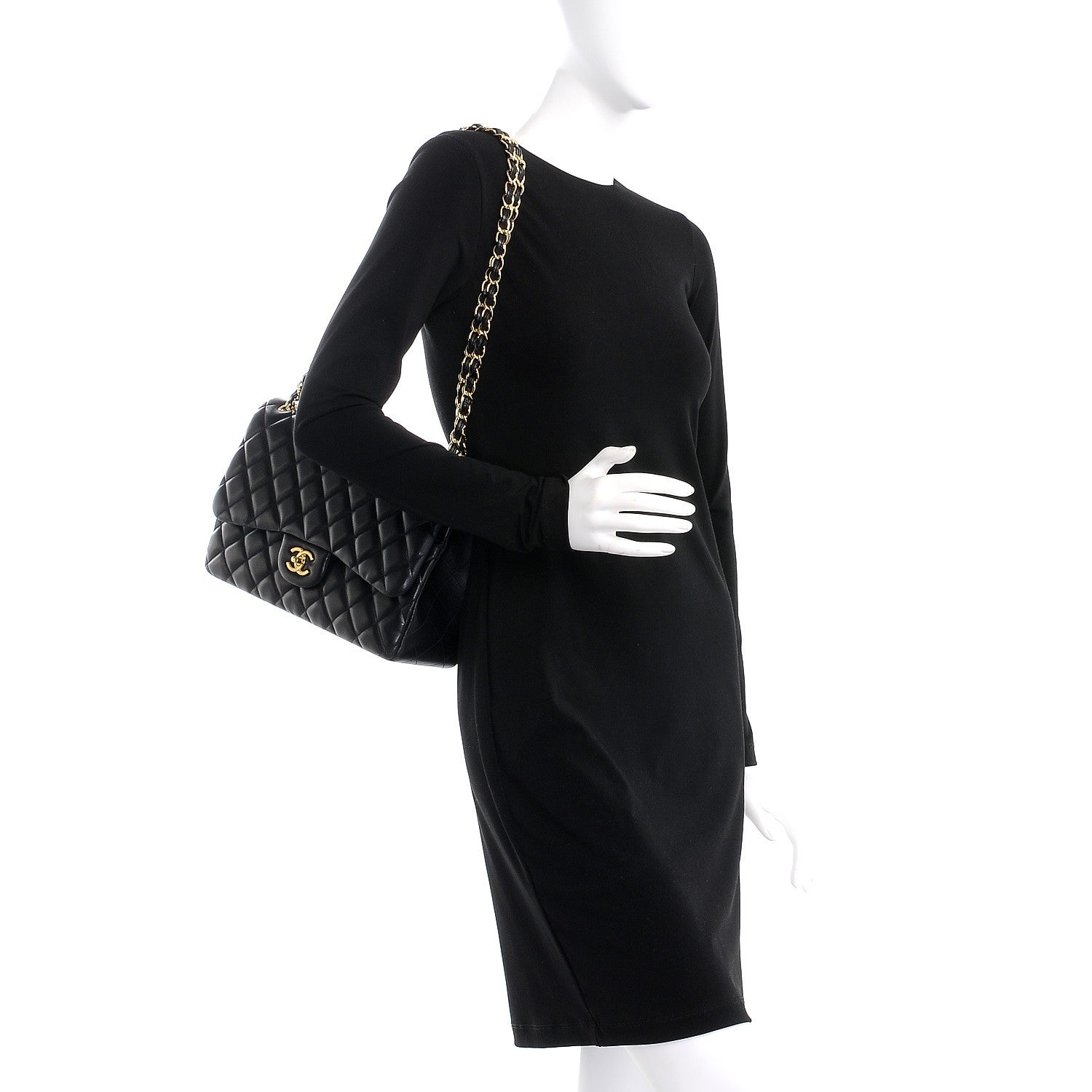 Chanel Lambskin Quilted Jumbo Double Flap Black 3 of 13