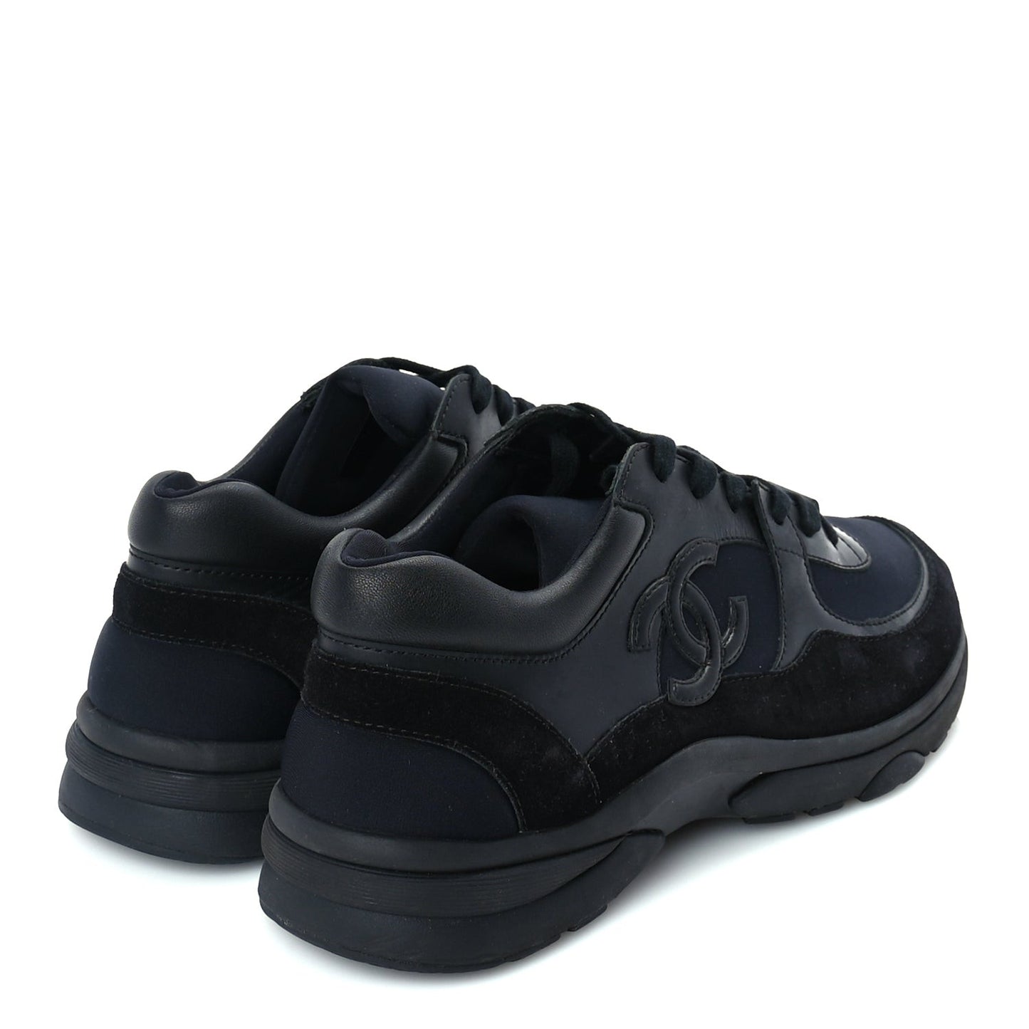 Toile Suede Calfskin CC Mens Sneakers 41  Black