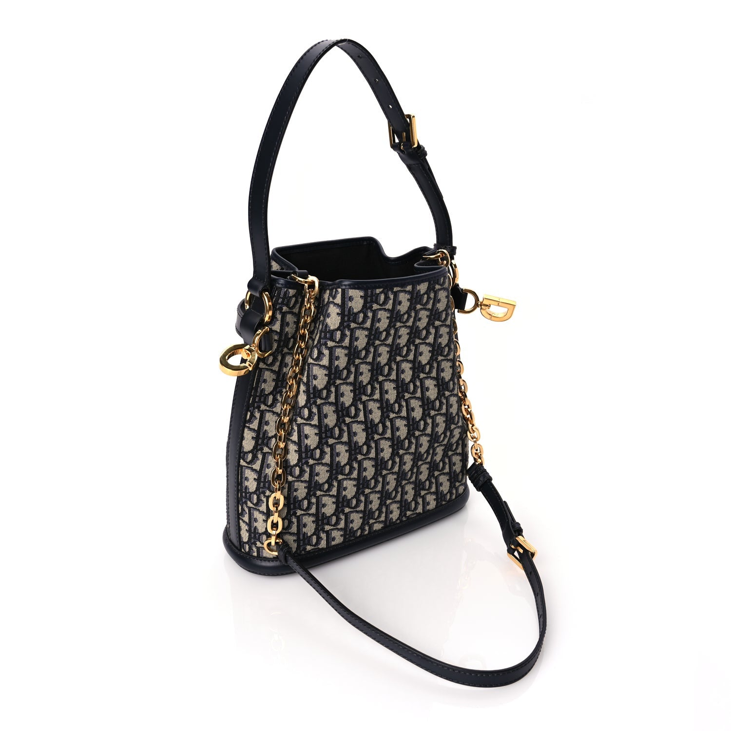 Christian Dior Oblique Calfskin Medium C'est Dior Bucket Bag Blue 2 of 8