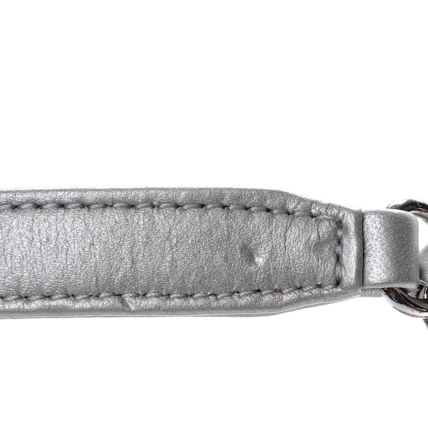 Metallic Caviar Quilted Medium CC Filigree Vanity Case Silver