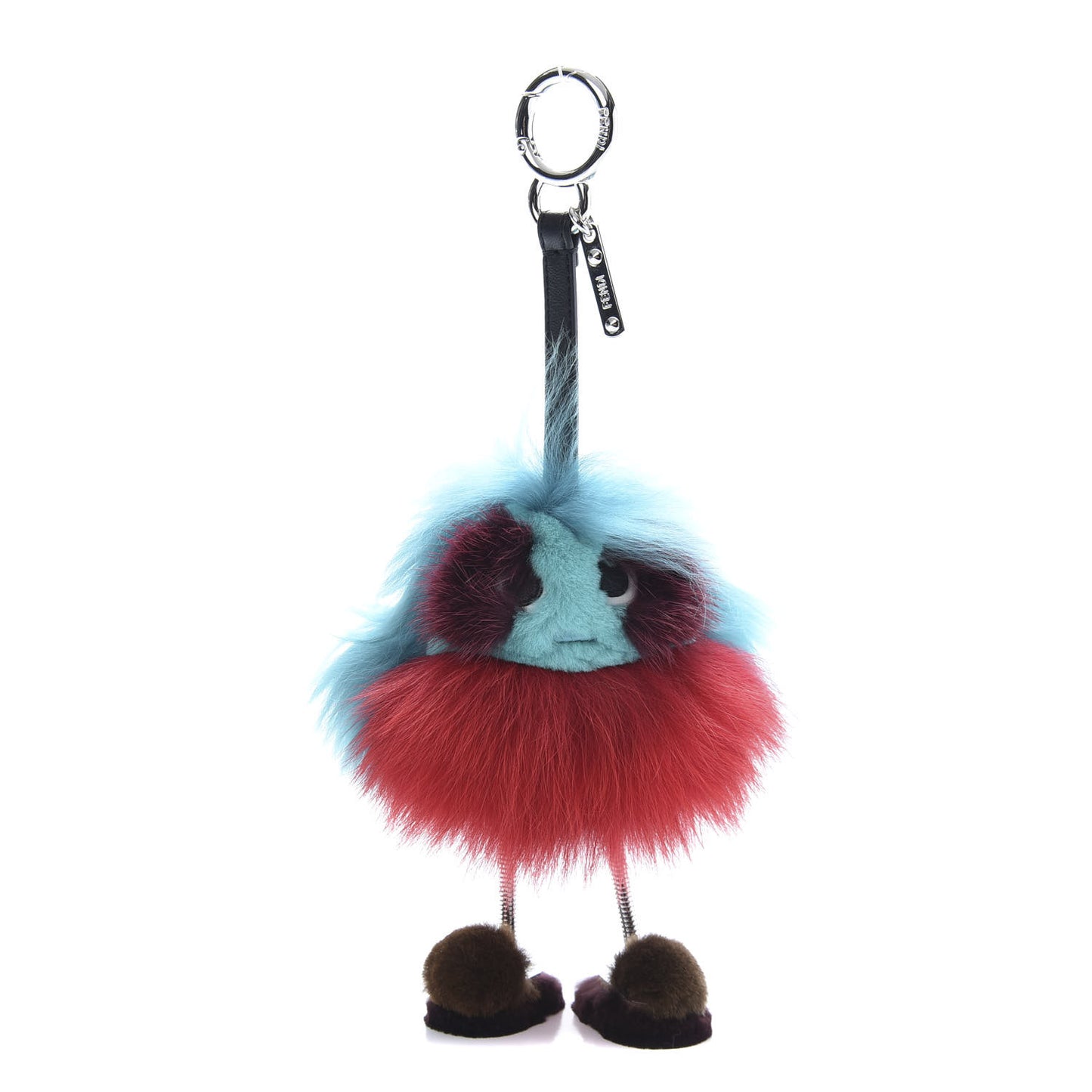 Mink Fox Fur Dad Wonders Bag Charm Blue Multicolor
