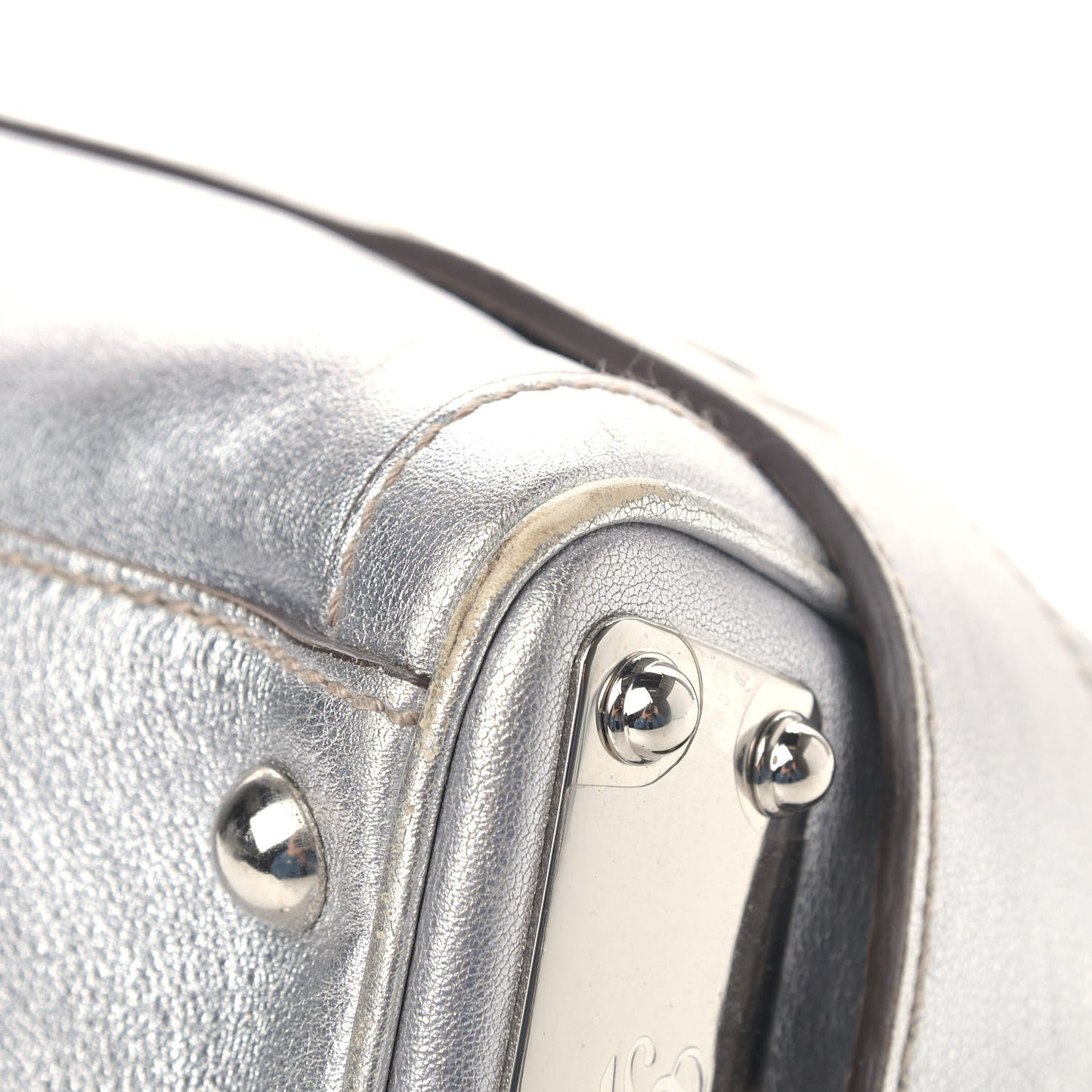 Metallic Calfskin Romy Boston Silver