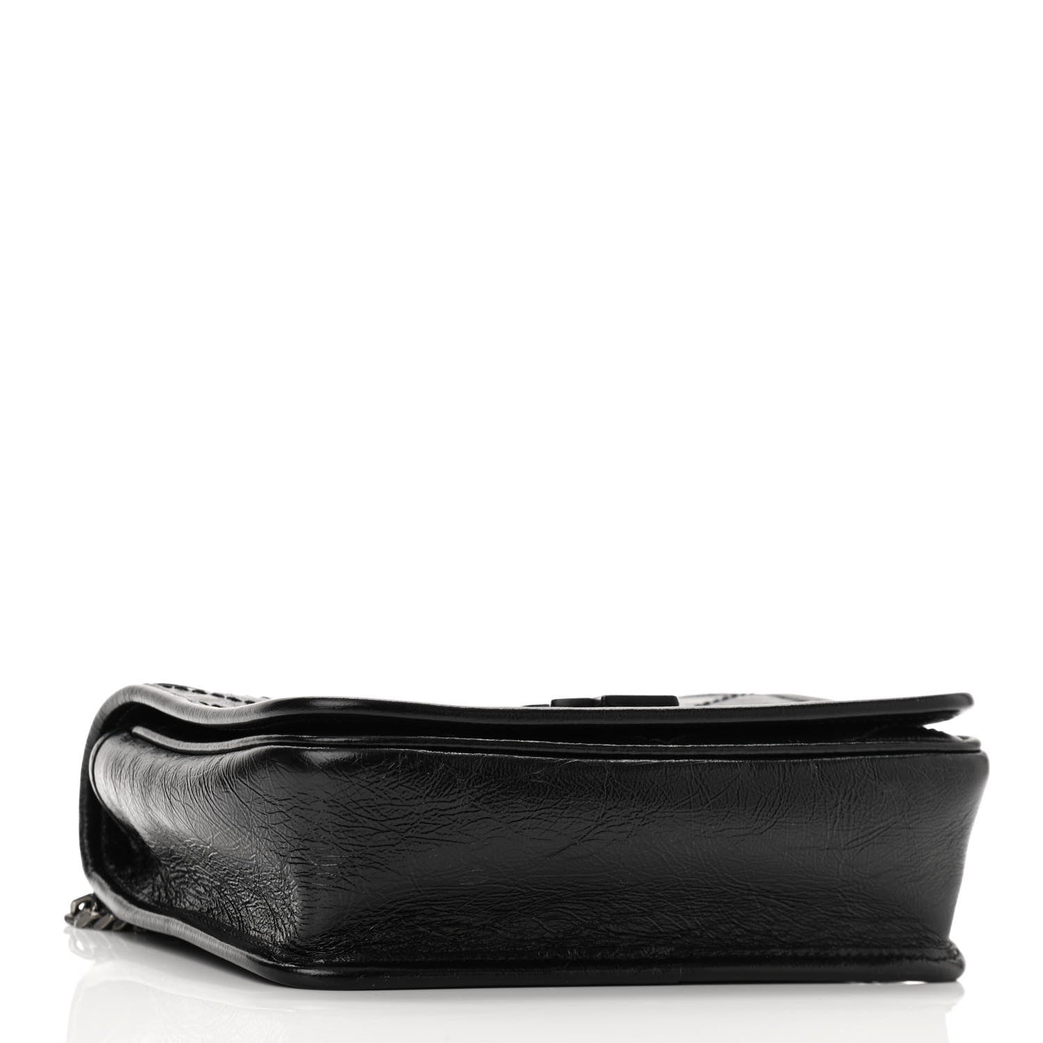 Saint Laurent Crinkled Calfskin Matelasse Monogram Niki Chain Wallet Black 4 of 10