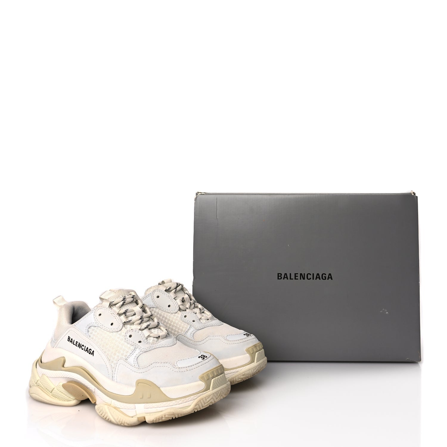 Balenciaga Fabric Mesh Womens Triple S Sneakers 38 White 7 of 7