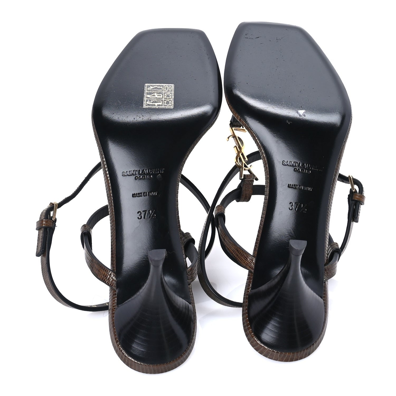 Saint Laurent Calfskin Cassandra 60 Sandals 37.5 Macadamia Brown 6 of 7