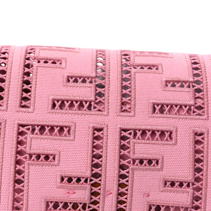 Fendi Canvas Cuoio Agata FF Ajour Embroidered Baguette Ciclamino Cuoio 6 of 8
