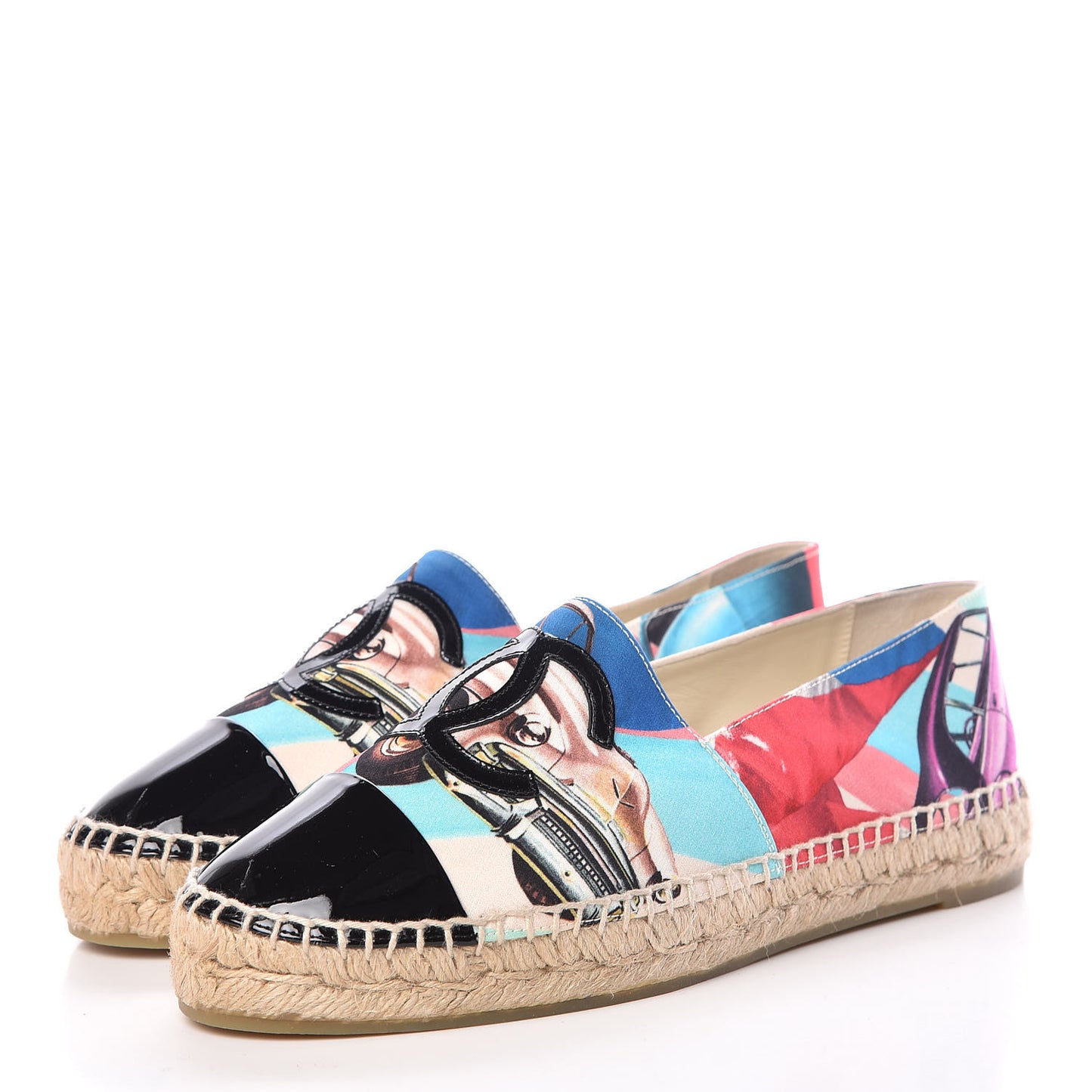 Patent Fabric CC Espadrilles 39 Multicolor Black